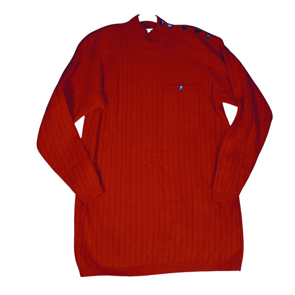 Liz Claiborne Tunic Sweater Womens M Red Lambs Wool Angora Shoulder Pads Vintage - Picture 1 of 8